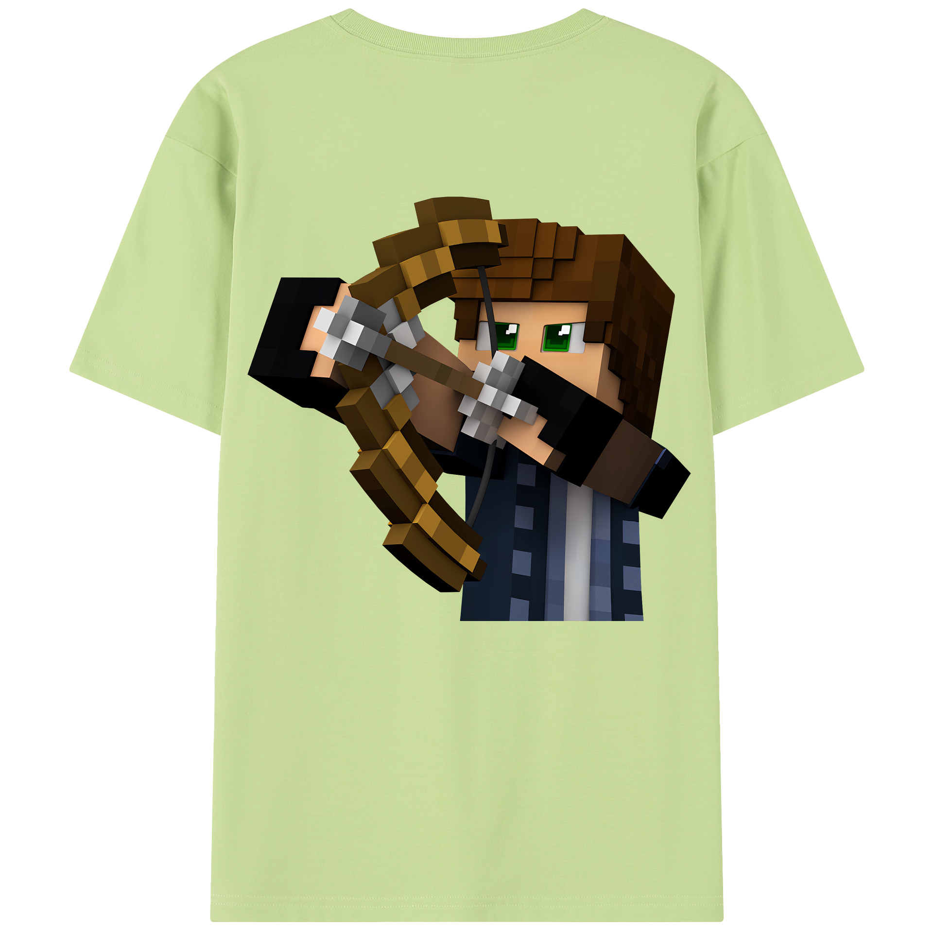 （画像用） マインクラフト ブロックの世界 Minecraft MC Block world 綿100％半袖Tシャツ（背面プリント）